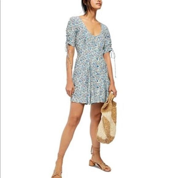 NWT Free People Laced Up Mini Dress in Ivory Combo Size XS - Picture 2 of 8